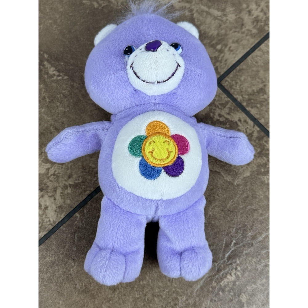 Care Bears 2002 Purple Harmony Collectible Plush Toy Rainbow Sun Flower